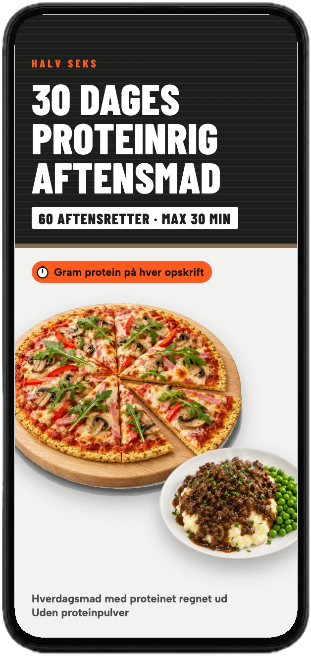Forsiden af kogebogen Halv Seks på en mobil
